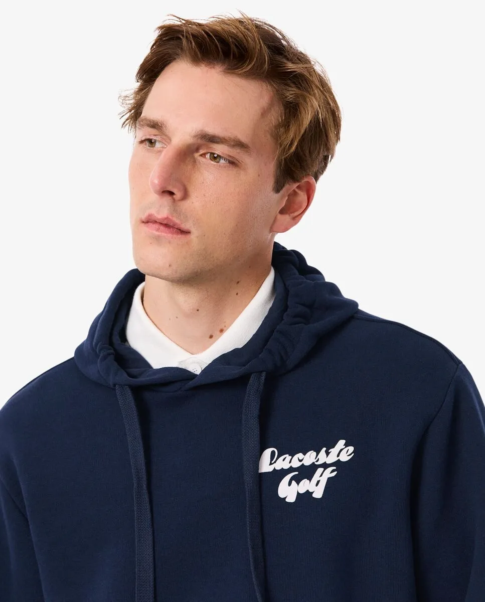 Мужская толстовка с капюшоном для гольфа из флиса с принтом синего цвета Lacoste — фото 3