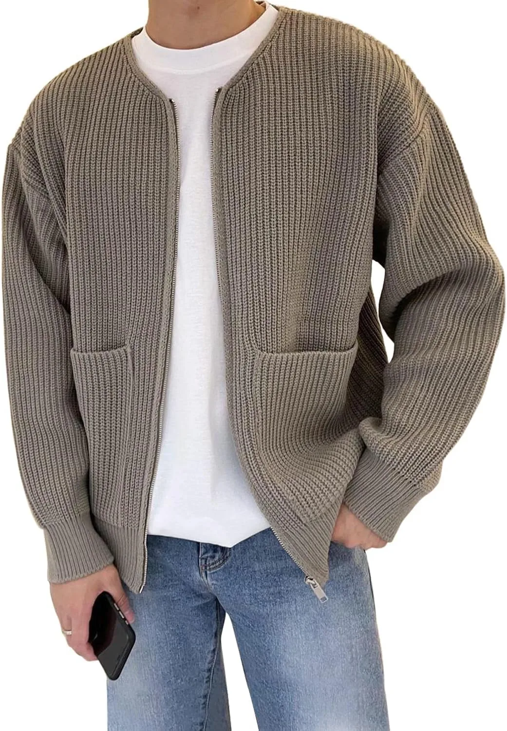 

Мужской кардиган Flygo с молнией и карманами