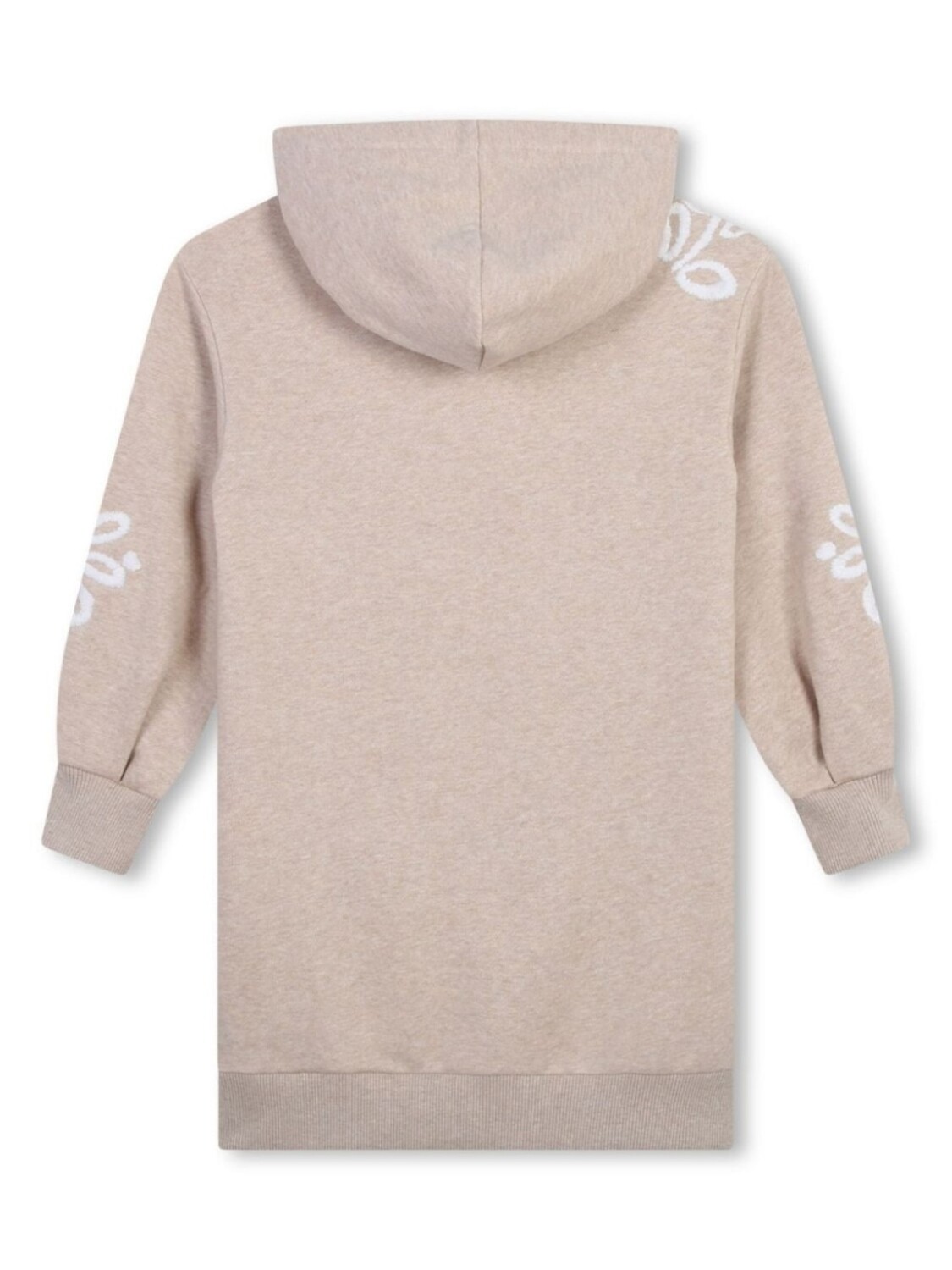 Chloé Kids платье с цветочной вышивкой и капюшоном, нейтральный цвет — фото 2