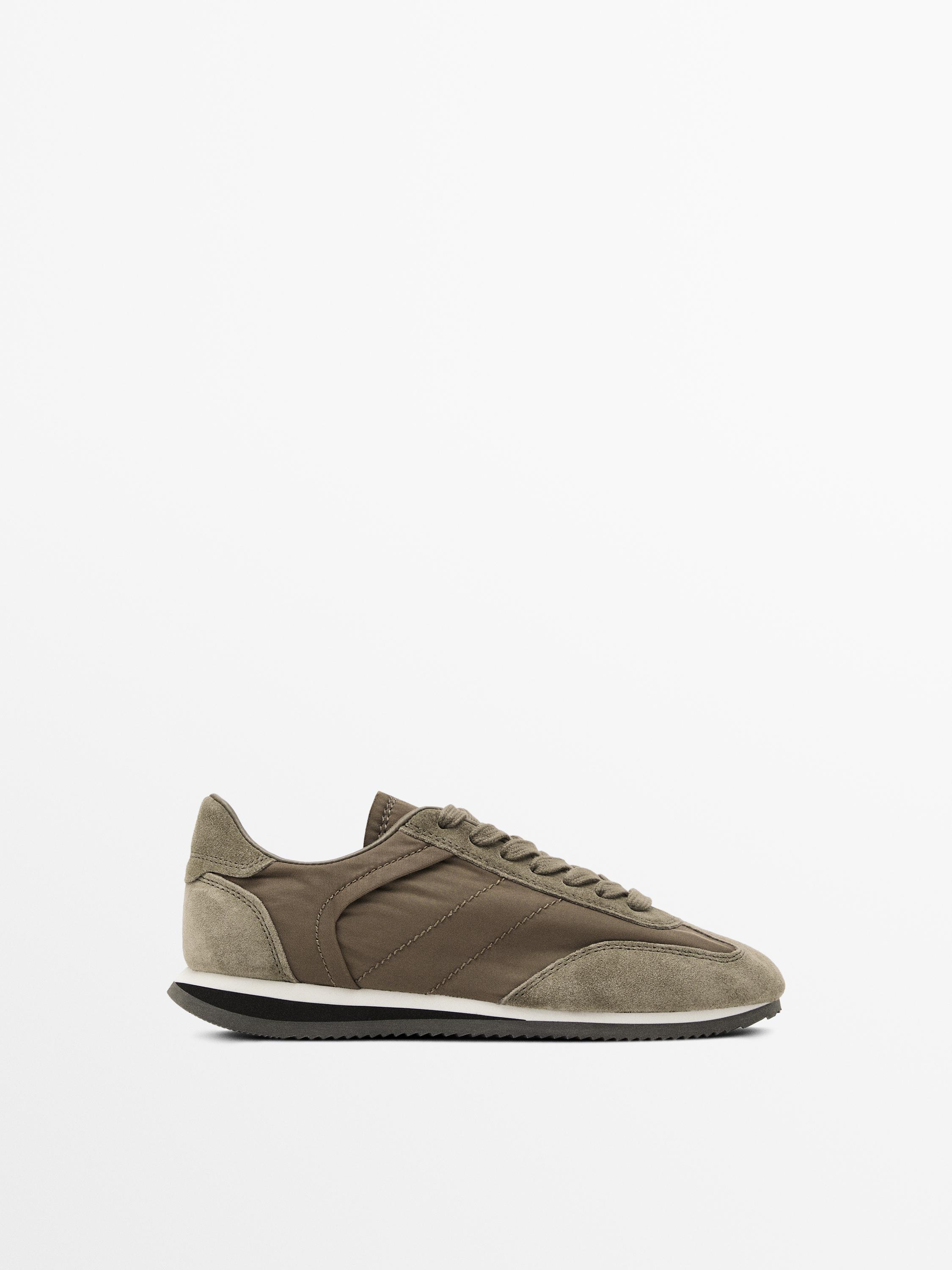 Кроссовки из комбинированной ткани Massimo Dutti, хаки
