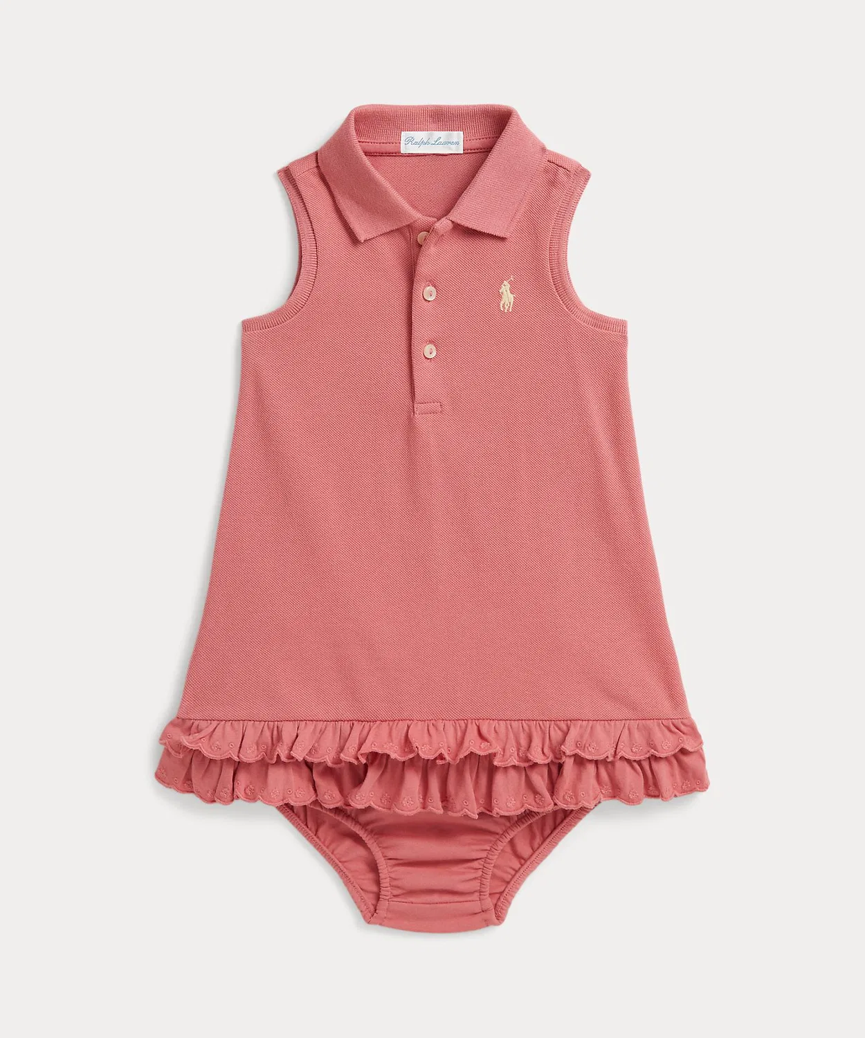 Платье поло хлопковое Ralph Lauren с шортами, розовое
