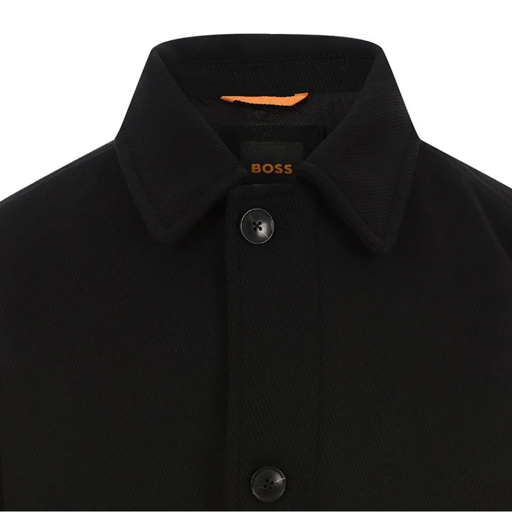 Мужское классическое однобортное пальто из смесовой шерсти, чёрное, от Boss — фото 2