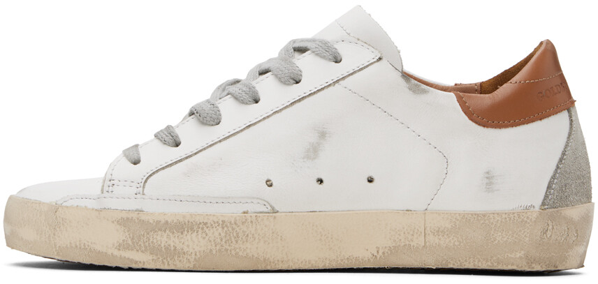 Эксклюзивные белые и коричневые кроссовки Super-Star от SSENSE Golden Goose — фото 3