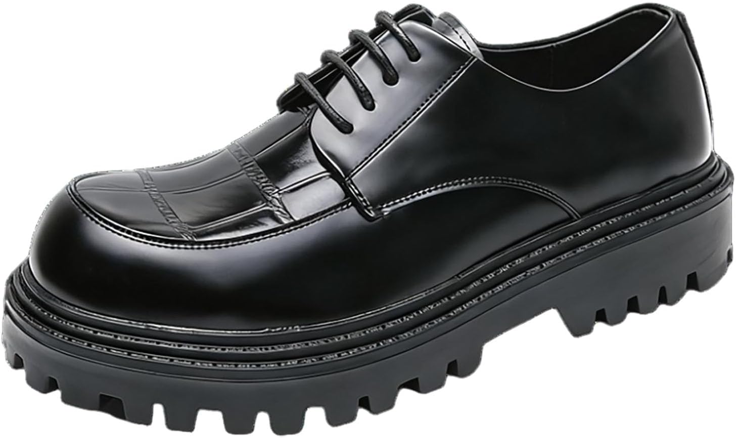 

Мужские классические оксфорды на платформе из лакированной кожи с тиснением под крокодила, со шнуровкой, с удобным круглым носком Nxnbhsl, черный