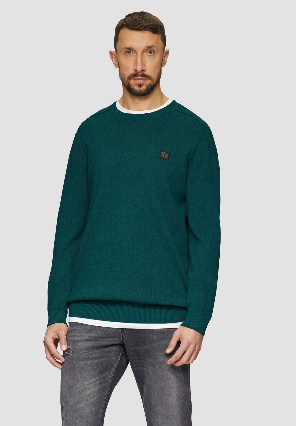 

Джемпер MIT NAHTDETAILS UND LOGO s.Oliver, сине-зеленый