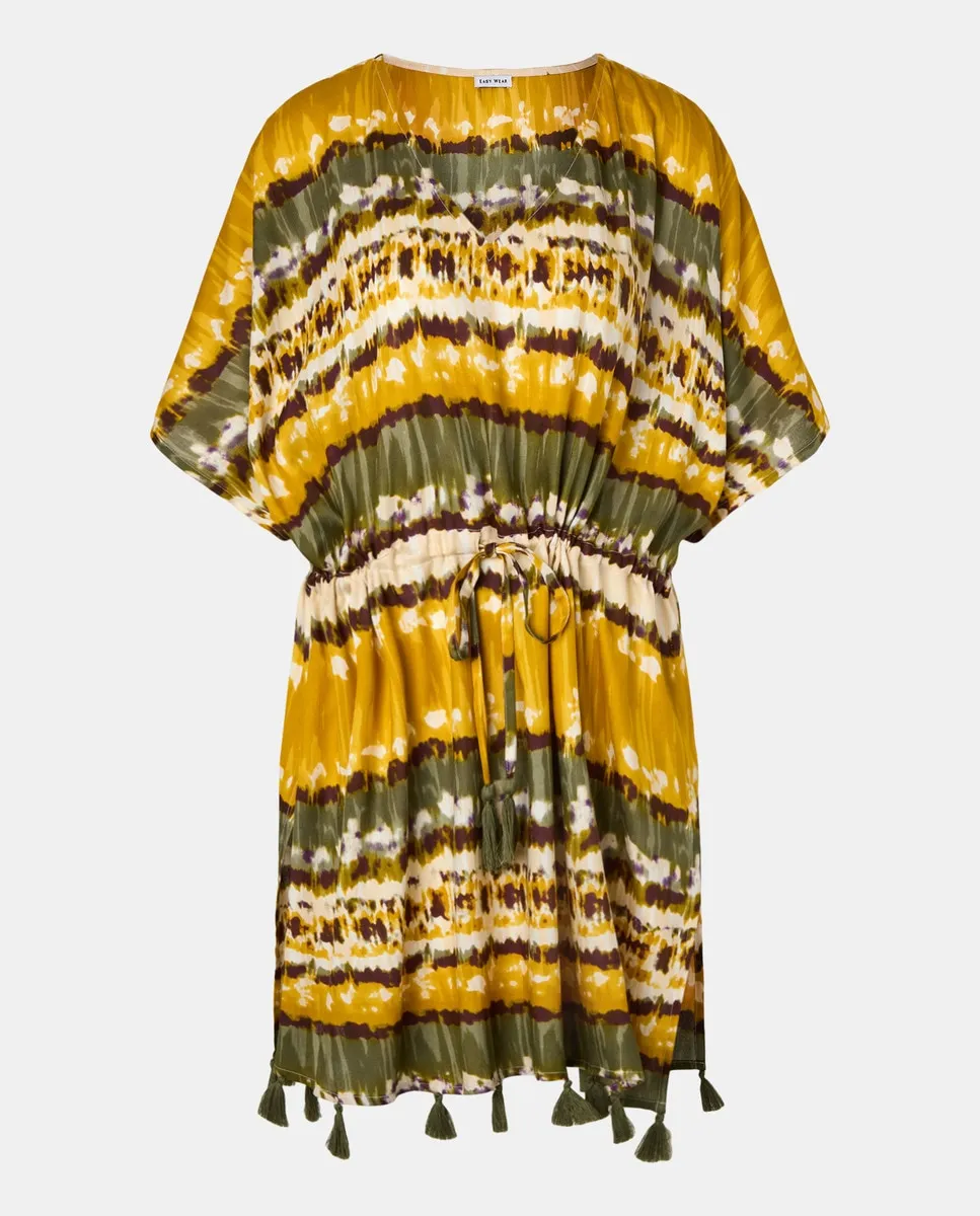 

Короткий женский кафтан с узором тай-дай Easy Wear, зеленый
