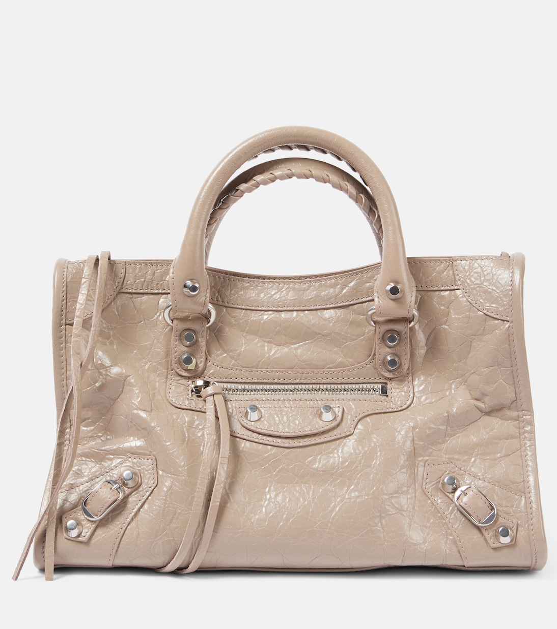 

Городская маленькая кожаная сумка-тоут Le City Balenciaga, Stone Beige