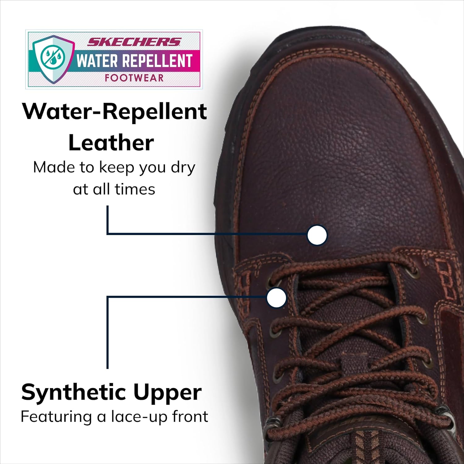 Мужские кроссовки Skechers Respected-Boswell с кожаным верхом и мокой, коричневый — фото 3
