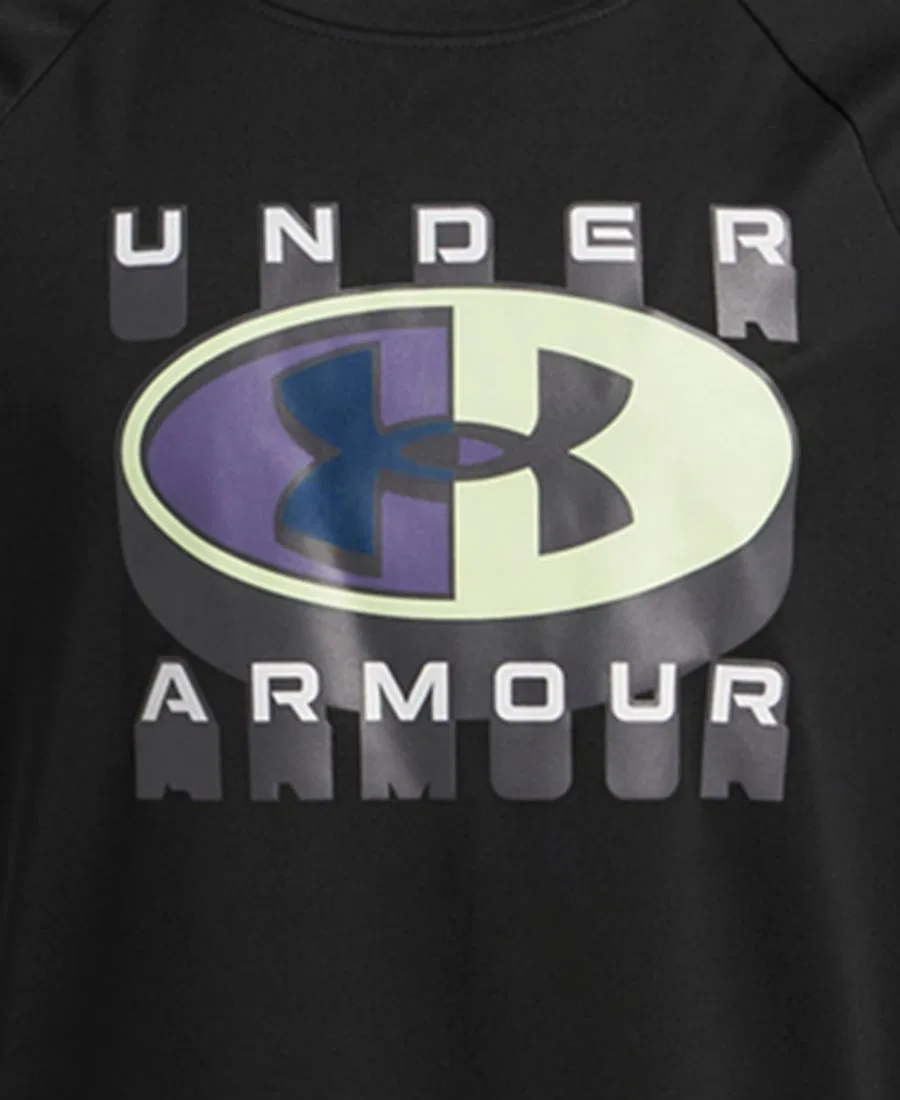 Детская футболка с коротким рукавом и графическим принтом, размер 6-20 Under Armour, черный — фото 3