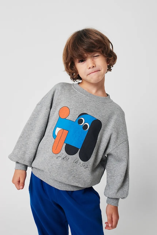 

Детская хлопковая толстовка Doggy Mate Bobo Choses, серый