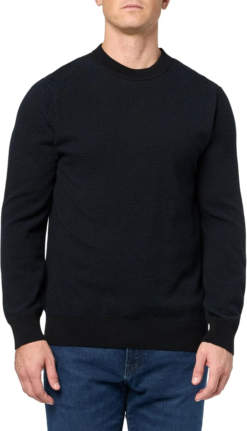 Свитер мужской BOSS Microstitch из хлопкового микса, черный