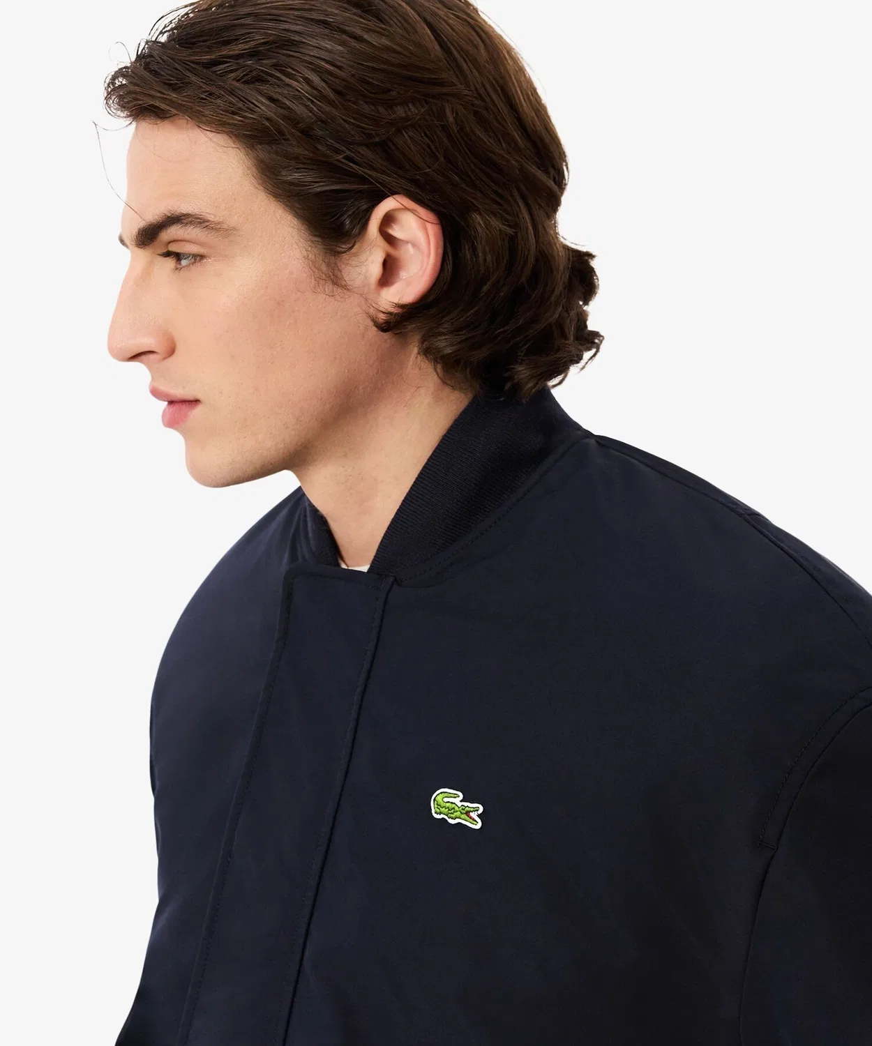 Куртка-бомбер тафта водоотталкивающая Lacoste утепленная темно-синяя — фото 2