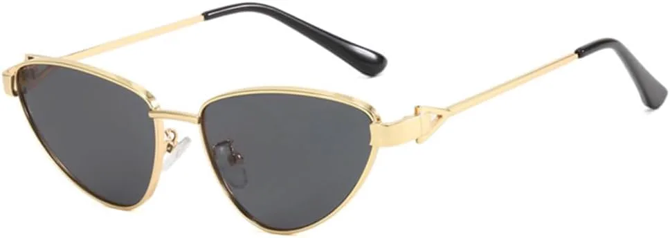 

Винтажные металлические солнцезащитные очки «кошачий глаз» для женщин, ретро-очки в маленькой треугольной оправе, женские солнцезащитные очки generic, Gold Gray