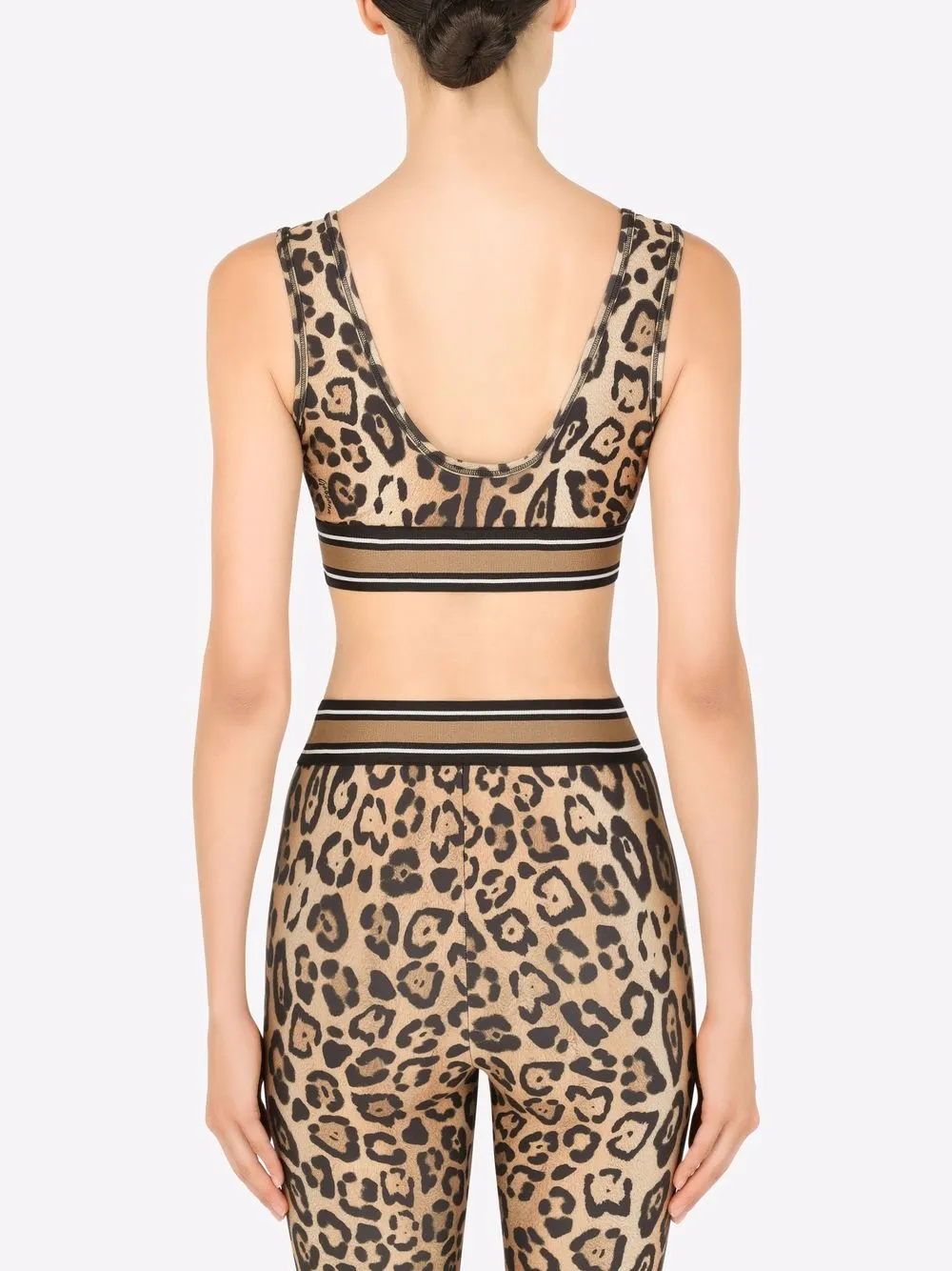 Укороченный топ с леопардовым принтом DOLCE & GABBANA, коричневый — фото 4