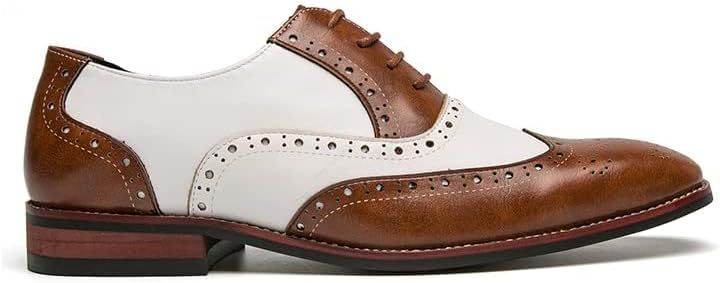 Мужские оксфорды HuitJours многокрасочные броги Wing Tip с шнуровкой, пэчворк, двухцветные, с перфорацией и круглым носком, белый — фото 3