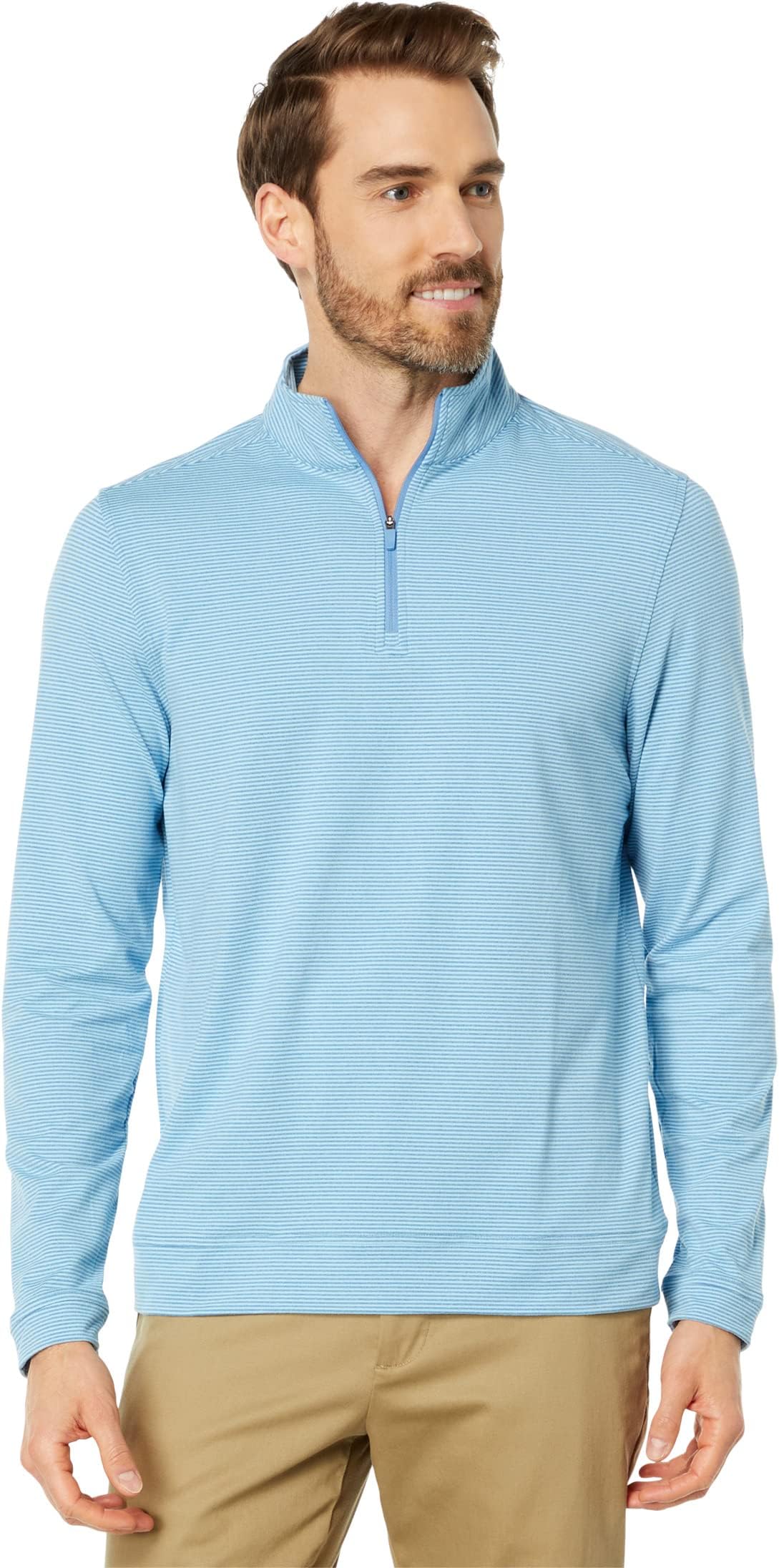 

Толстовка Southern Tide Cruiser Micro Stripe Heather 1/4 Zip, цвет Heather Atlantic Blue