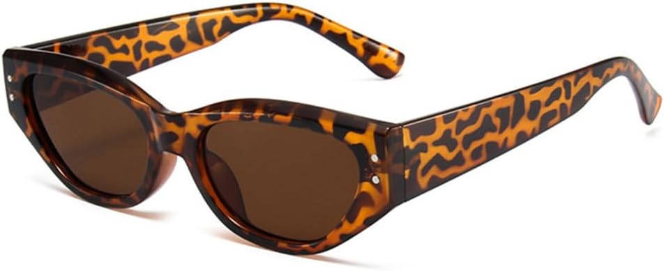 

Женские солнцезащитные очки «кошачий глаз» в стиле ретро, ​​гелевые, разных цветов, с защитой от УФ-излучения UV400; мужские солнцезащитные очки в стиле панк с заклепками generic, Leopard Tea