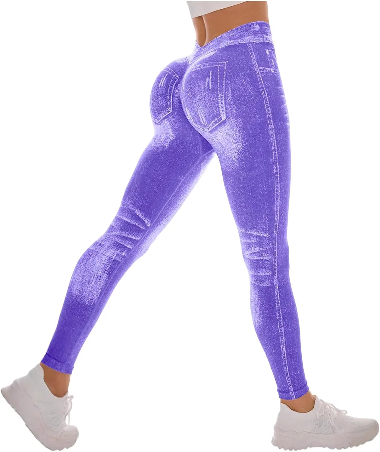 Джинсы джеггинсы с завышенной талией, Purple