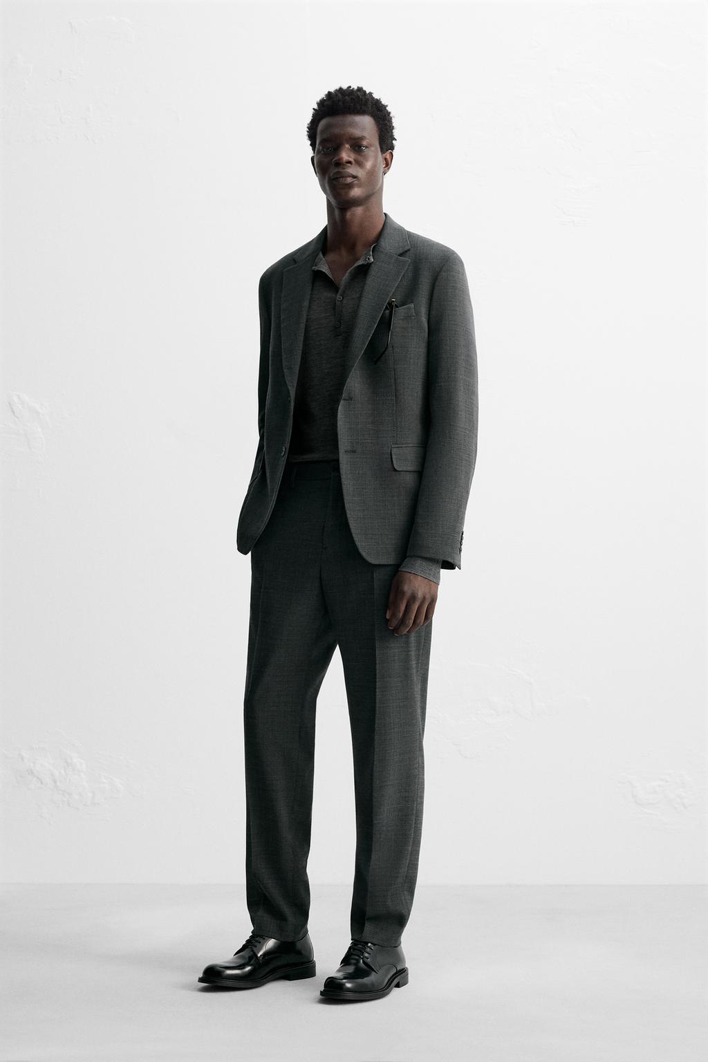 

Блейзер для комфортного костюма ZARA, цвет Dark grey