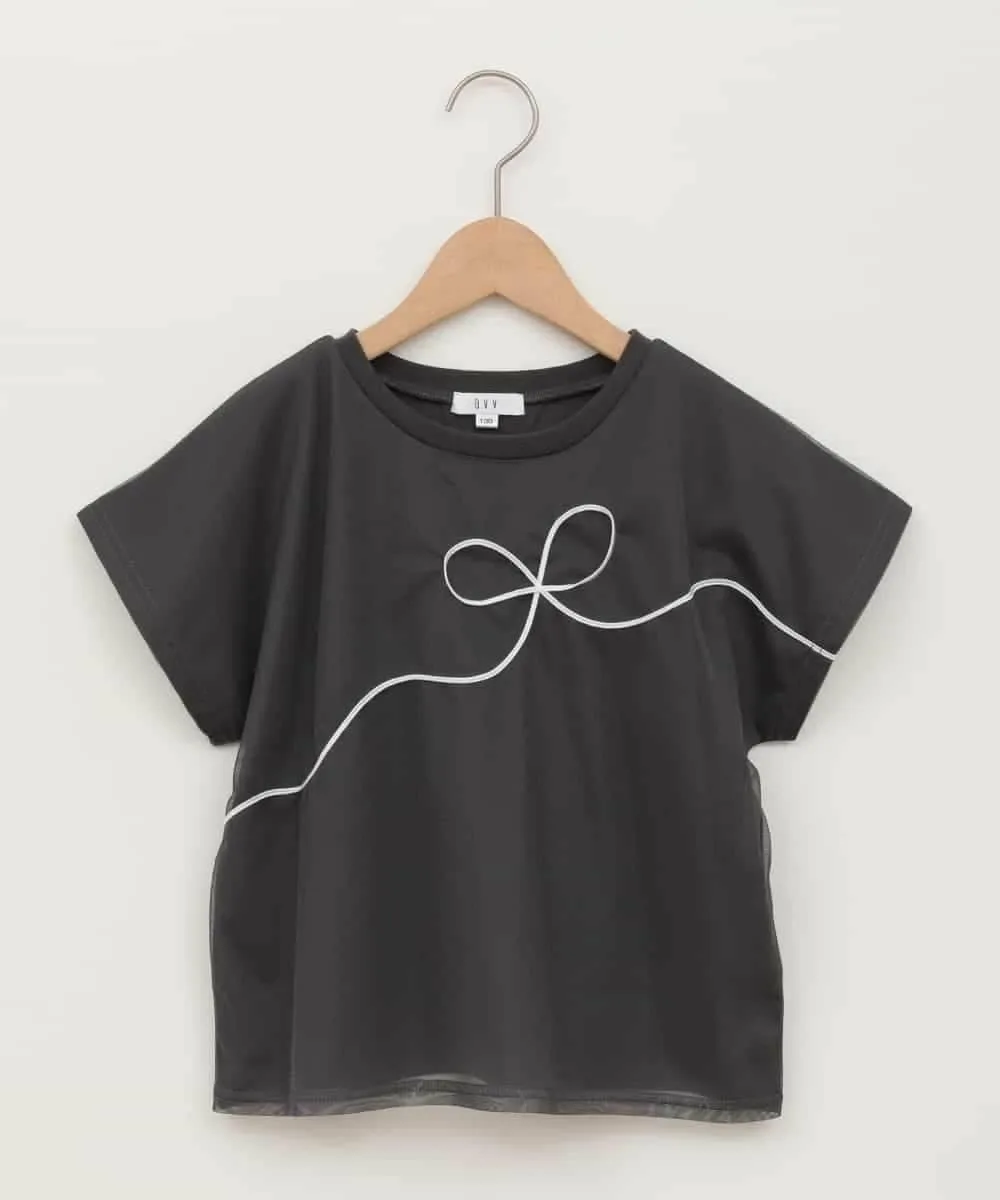 Лента, тюлевая подкладка, футболка A.V.V, Dark Gray