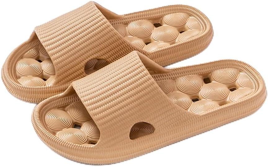 

Тапочки для ванной BYDZKJ с водоотталкивающим дизайном, противоскользящей подошвой, долговечные, легкие и удобные, специальные для душа, с полым и дышащим дизайном, массажные пляжные тапочки, коричневый