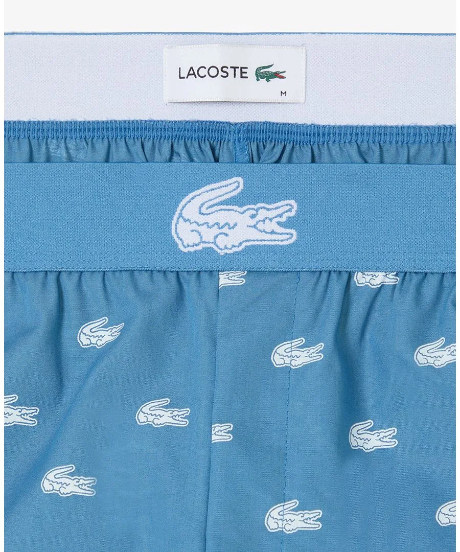 Мужские домашние пижамные шорты из тканого материала Lacoste, abyss синий/белый — фото 3