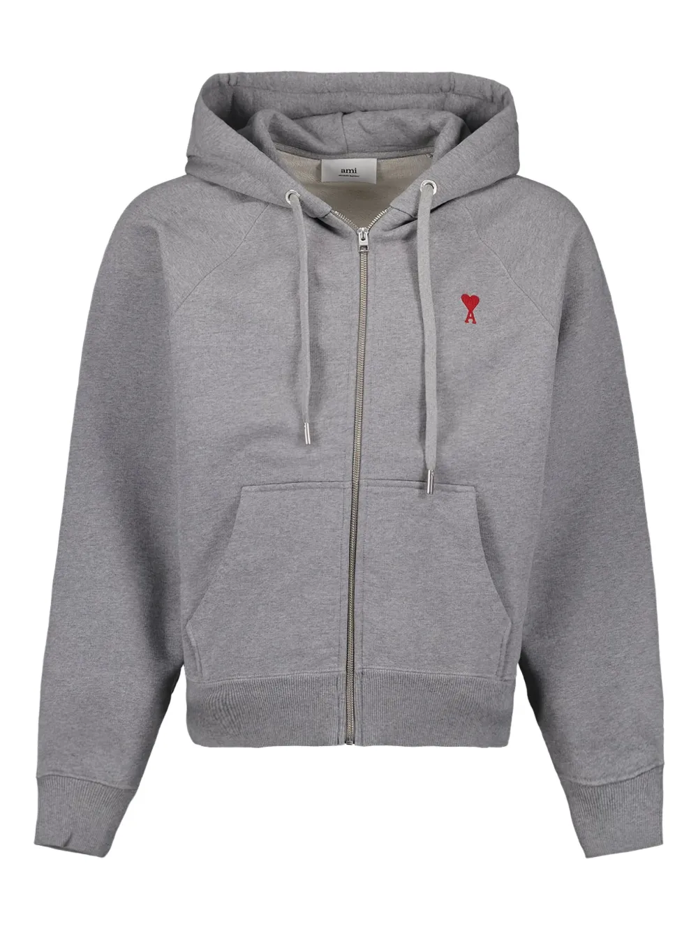 

Худи на молнии с вышитой монограммой Ami de Coeur AMI Paris, серый