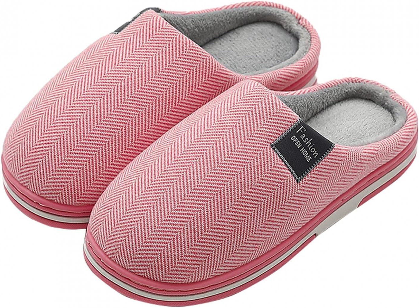

Тапочки Hbeylia для женщин и мужчин, унисекс, зимние, теплые, плюшевые, с закрытым носком, удобные домашние тапочки на резиновой подошве, противоскользящие, с платформой и подошвой из пены с эффектом памяти, розовый