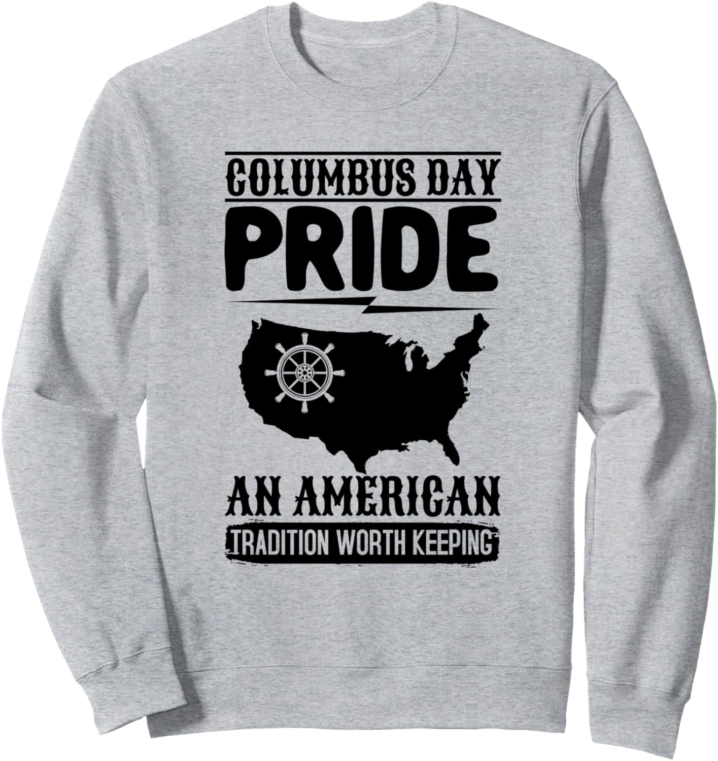 

Толстовка с символикой Дня Колумба и символикой американского наследия Columbus Day Pride An American Tradition, серый