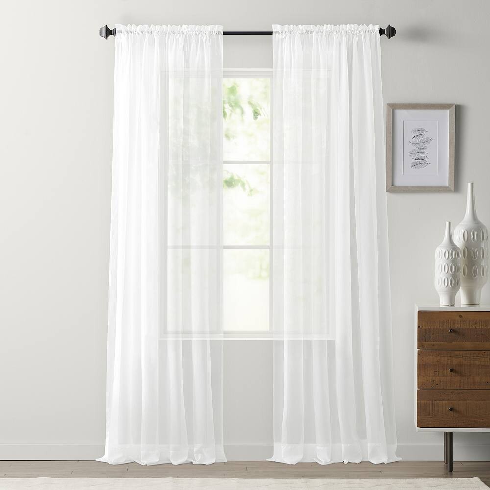 

Sonoma Goods For Life Прозрачная вуаль с карманами, 2 шт. оконных штор, белый