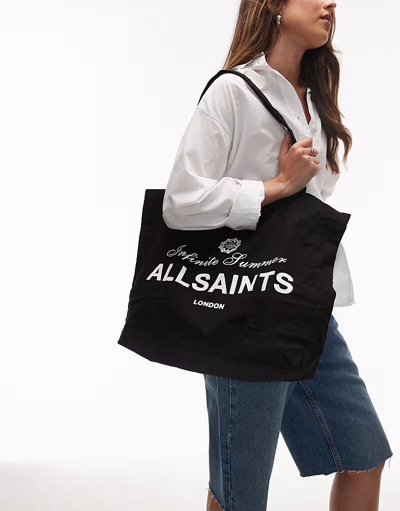 

Сумка-тоут Allsaints Soleil с графическим принтом, цвет: черный