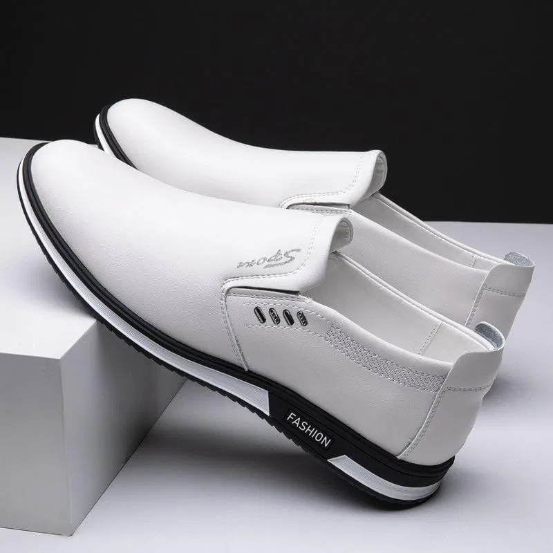 Мужские лоферы Easy to Put on and take Off, One-Piece Style, White Clolinde — фото 2
