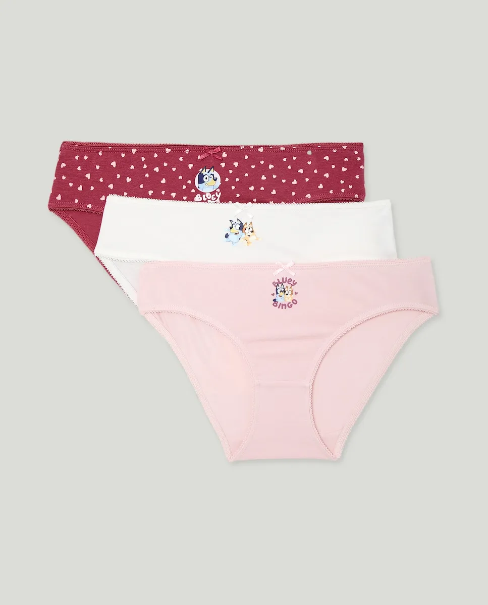 

Набор из трех детских трусиков Bluey Cotton Juice, мультиколор