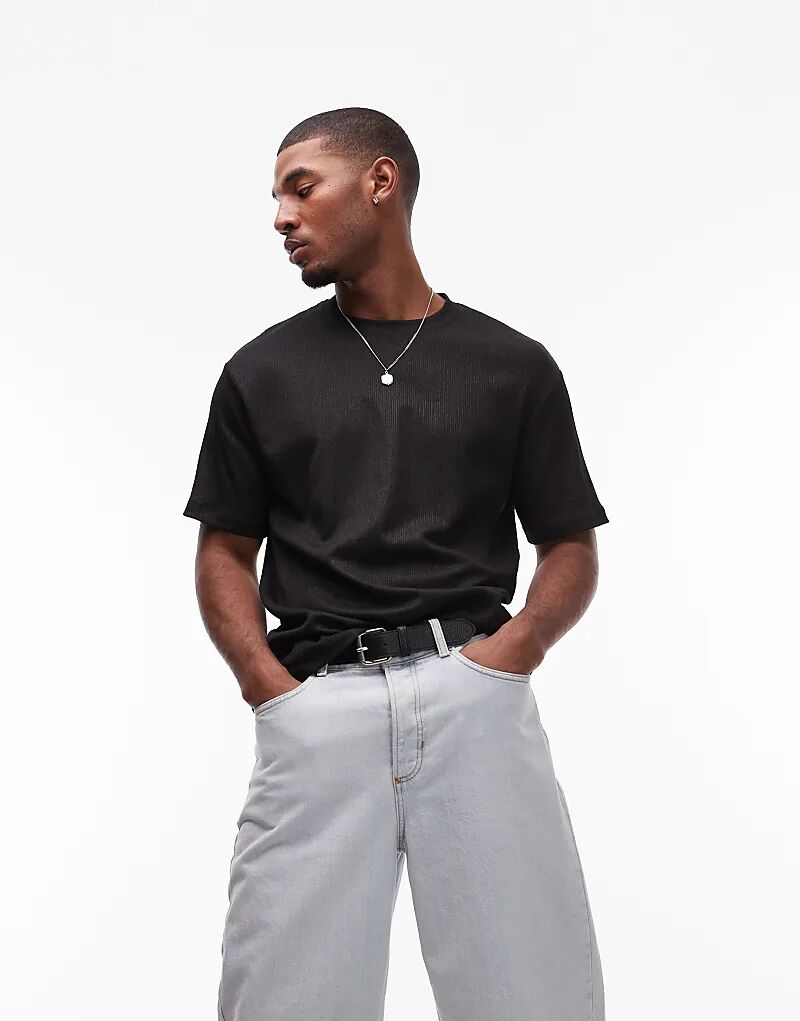 

Футболка свободного кроя с покрытием черного цвета Topman