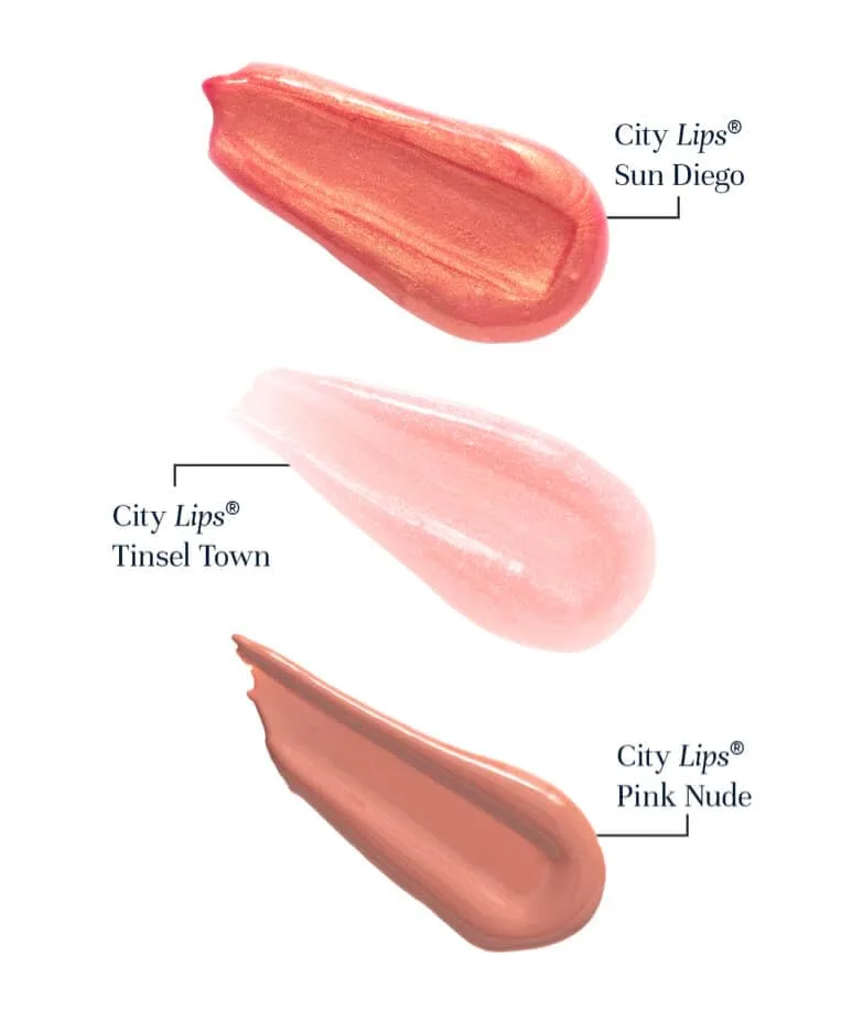 Бестселлеры City Beauty City Lips - Sun Diego 0,16 унции, Tinsel Town 0,16 унции, Pink Nude 0,16 унции - Тонирующий блеск для губ с гиалуроновой кислотой и пептидами для увлажнения губ., Pink — фото 2