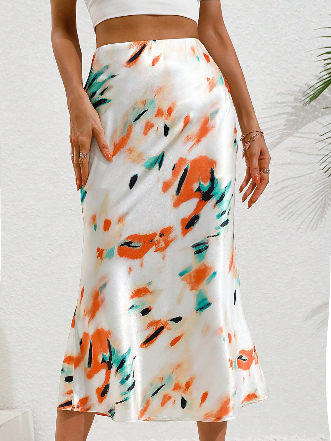 

SHEIN Privé Юбка «рыбий хвост», тай-дай, многоцветный