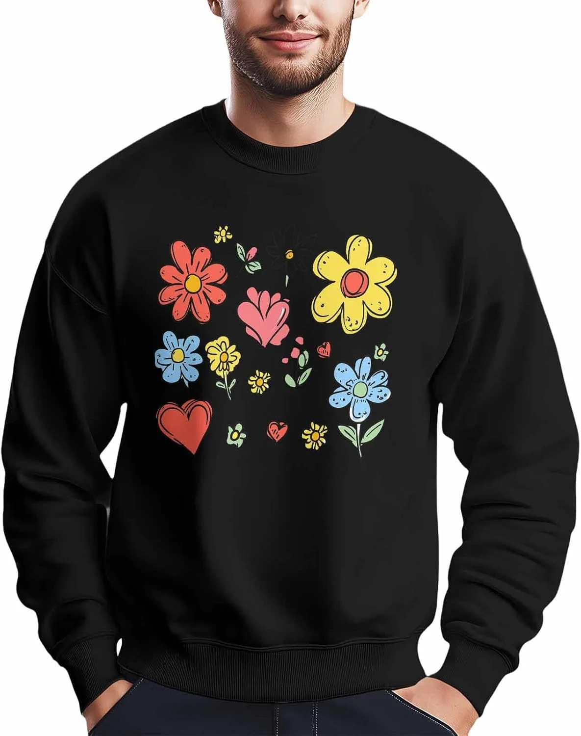 

Мужской свитшот с рисунком цветов, лонгслив Winvebermior