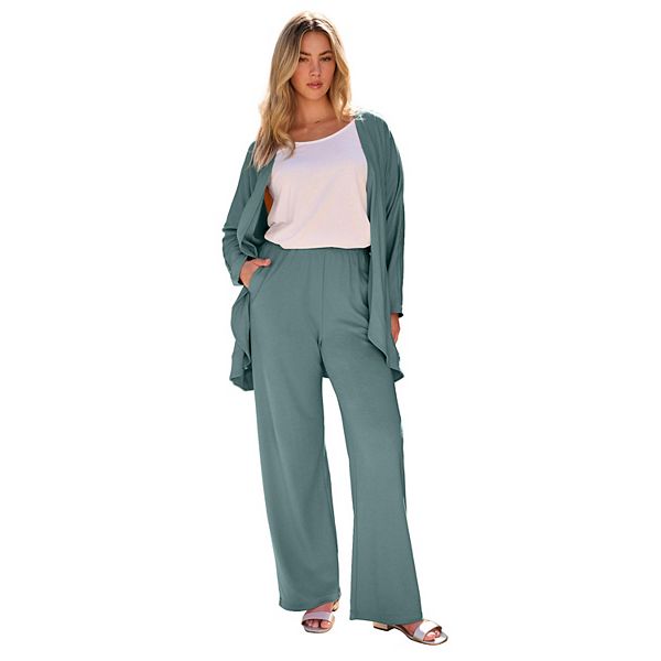 

Женский кардиган каскадного кроя из мягкого трикотажа plus size Roaman'S, Cool Sage