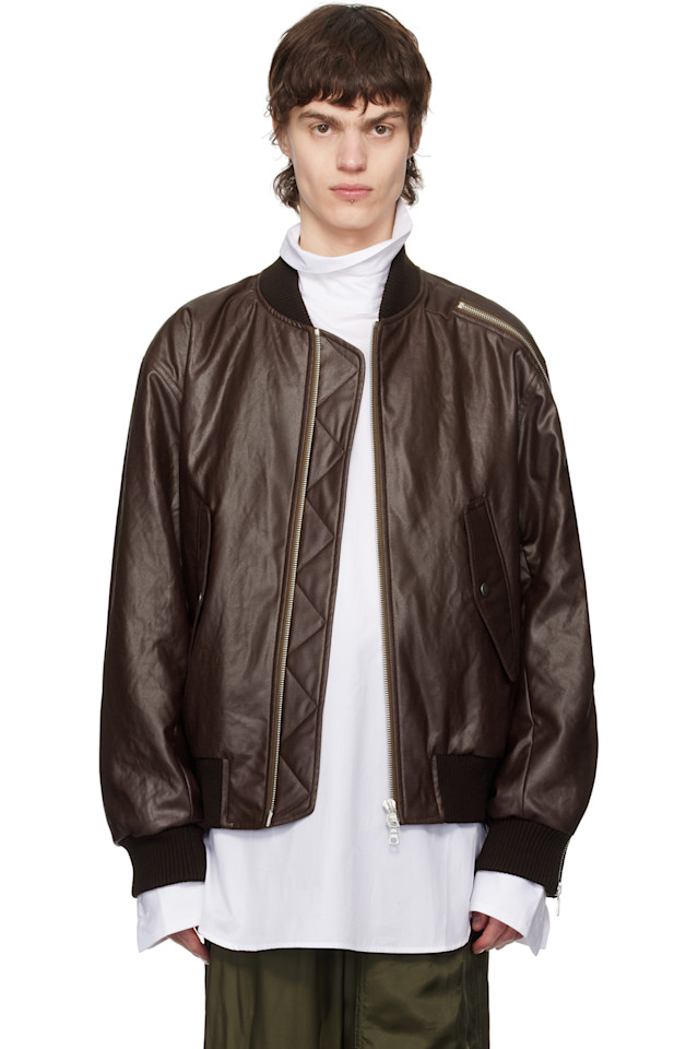 

Искусственная кожаная куртка-бомбер Dries Van Noten, цвет rust