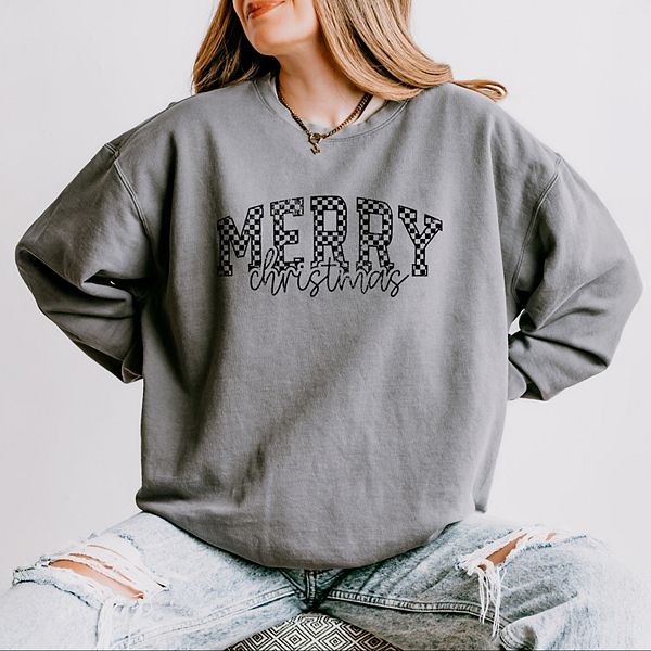 

Легкий свитшот Merry Christmas Varsity Checkered с эффектом garment dyed Simply Sage Market, Grey, Серый, Легкий свитшот Merry Christmas Varsity Checkered с эффектом garment dyed Simply Sage Market, Grey