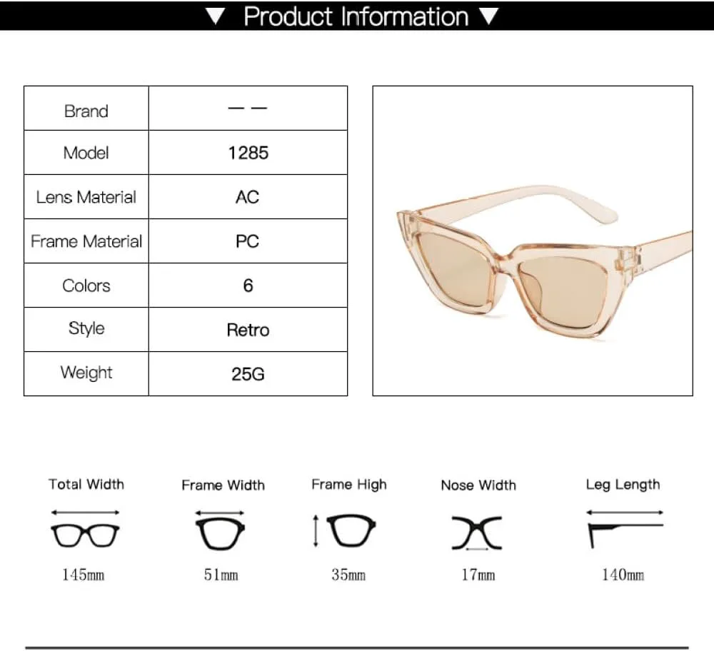 

Модные винтажные квадратные солнцезащитные очки для женщин в стиле ретро «кошачий глаз» с маленькой оправой, идеально подходящие для путешествий generic, C01