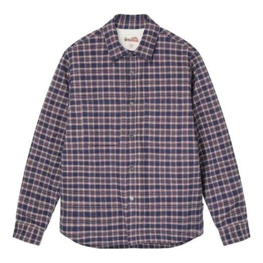 

Рубашка sherpa lined plaid shirt 'navy' Stussy, синий