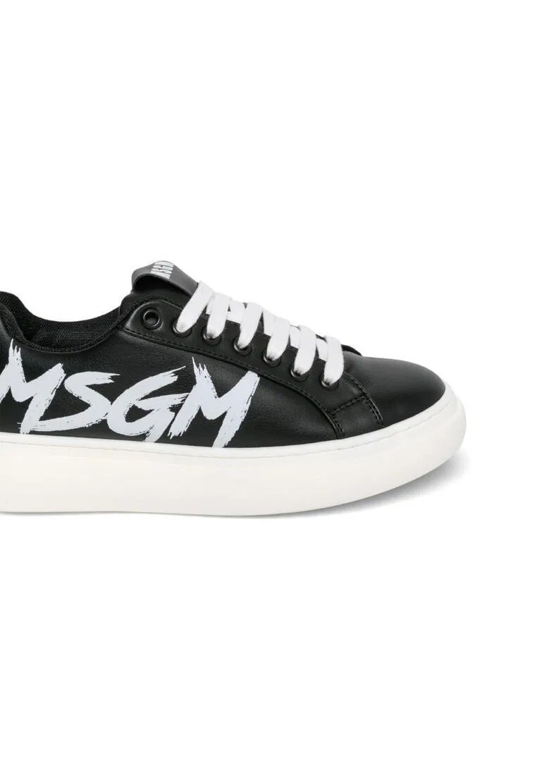 Кроссовки из искусственной кожи, детские Msgm, черный — фото 4