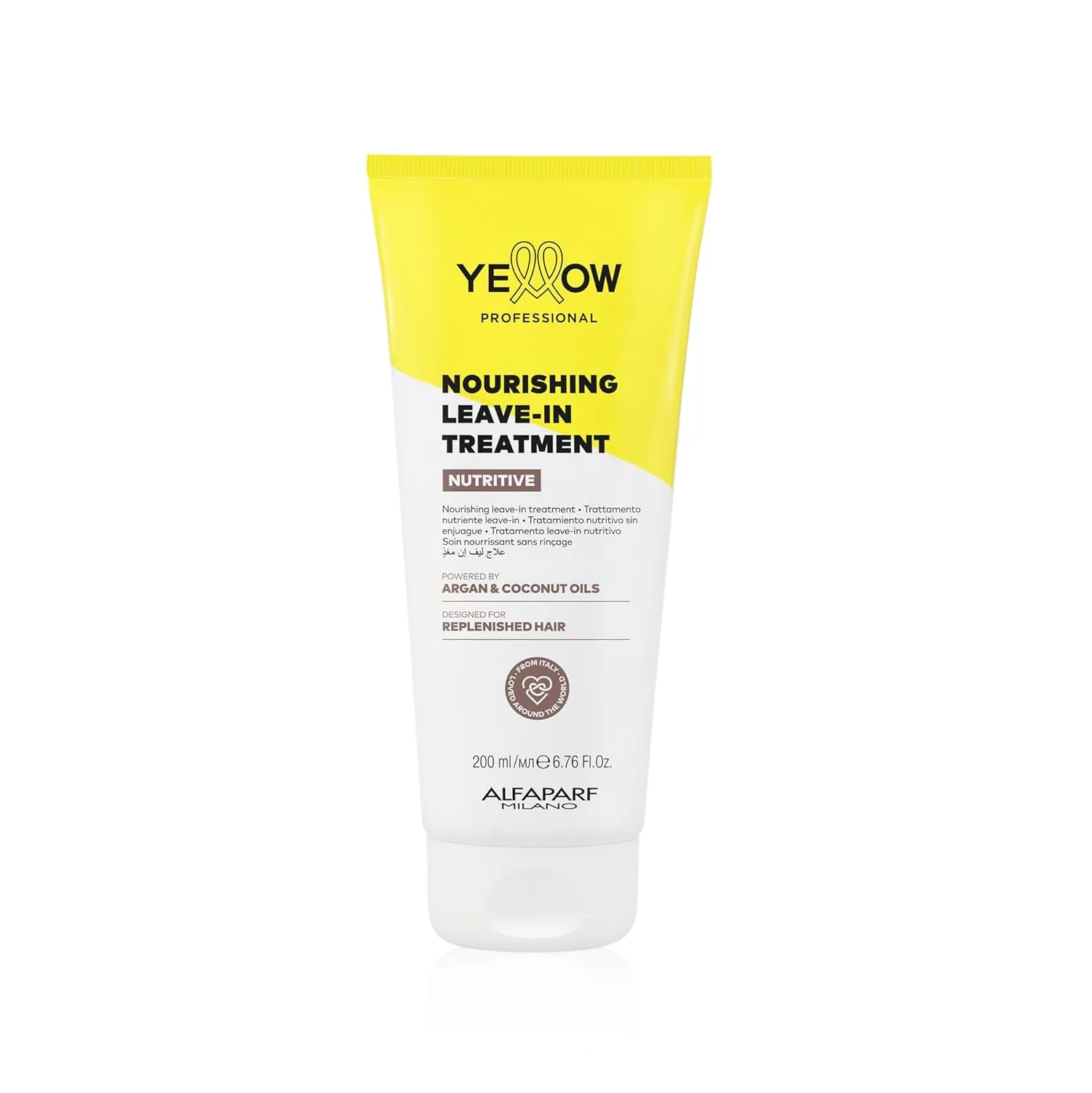 Alfaparf Milano Yellow Professional Питательный несмываемый кондиционер для сухих волос - на основе арганового и кокосового масел - разработан для восстановления волос (200 мл), Yellow