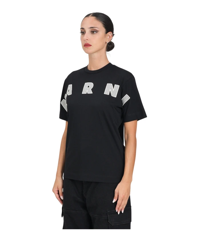 

Черная футболка с короткими рукавами и логотипом Marni, черный