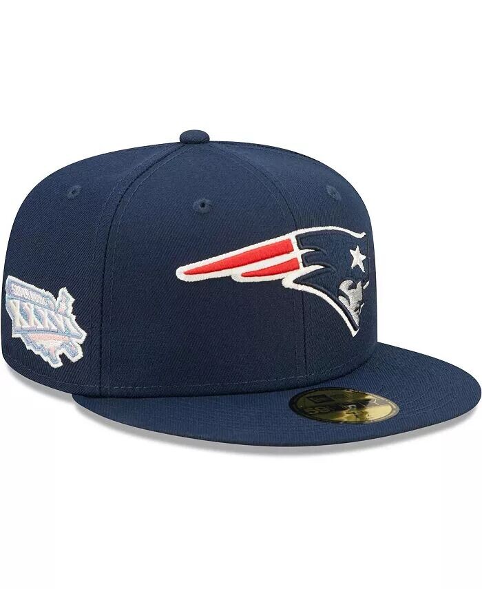 

Мужская темно-синяя футболка New England Patriots Super Bowl XXXVI фиолетового цвета в стиле поп 59FIFTY, облегающая шляпа New Era, синий