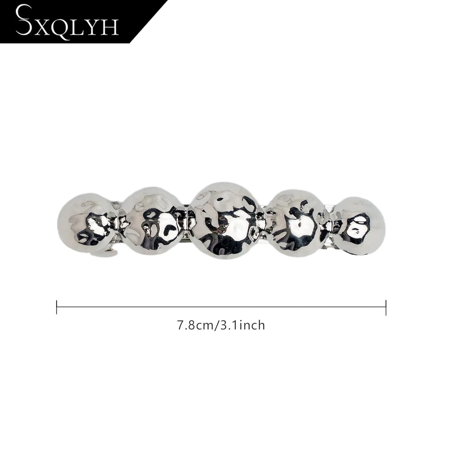 Набор из 2 металлических французских заколок для волос Sxqlyh, Silver Ball — фото 3
