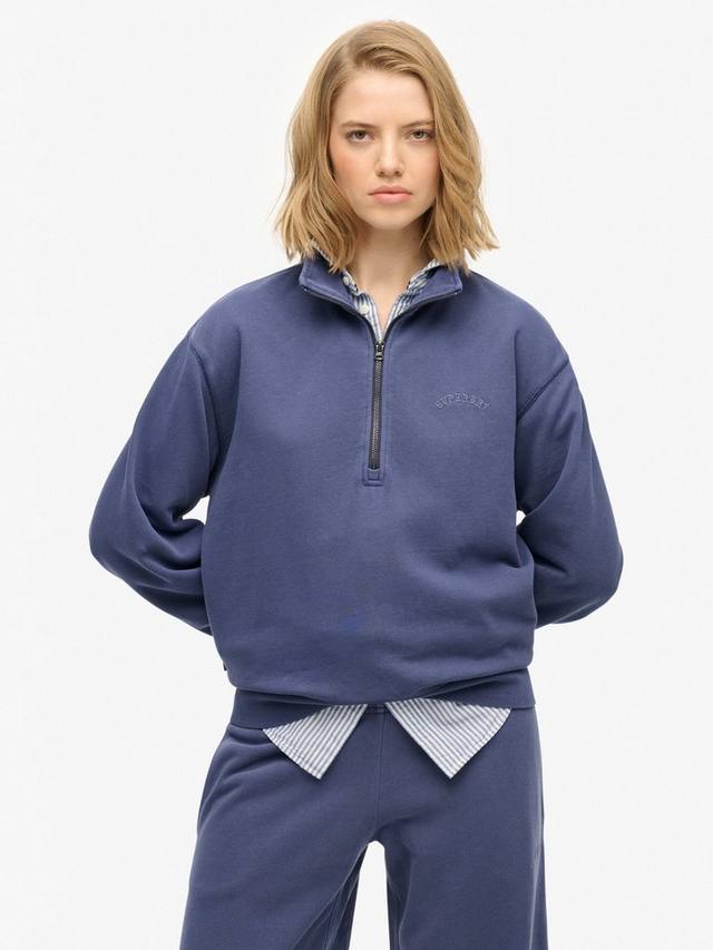 

Свитер Essential Logo с краповой окраской и молнией на половину Superdry, Mariner Navy