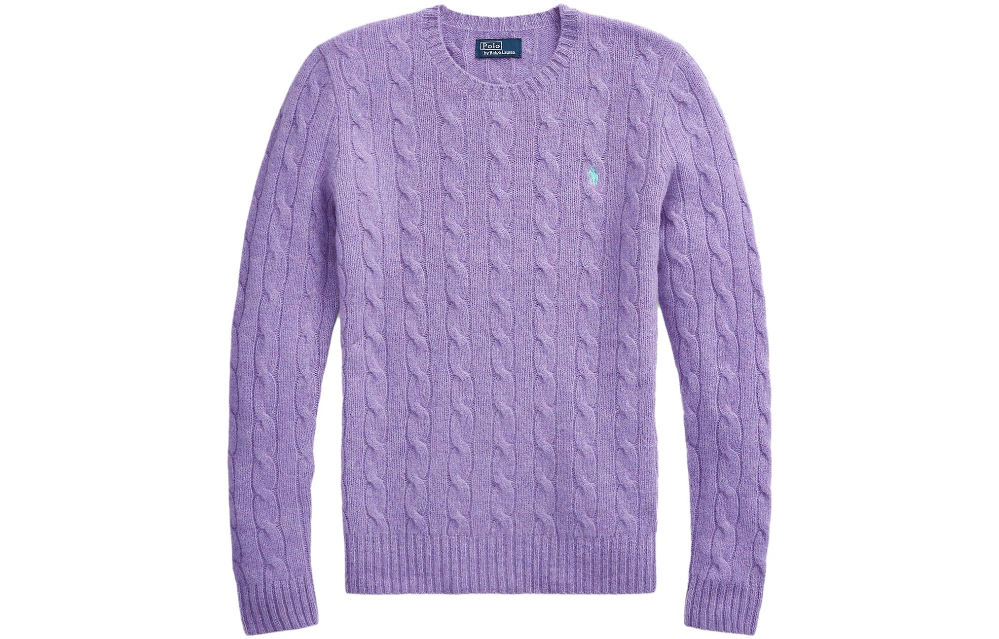 

Пуловер с вышивкой пони и косой вязкой Polo Ralph Lauren, фиолетовый