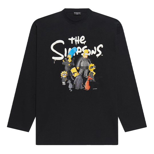 

Футболка Balenciaga x THE SIMPSONS Long Sleeve T-Shirt Large Fit 'Black' 681046TLVG70100, черный